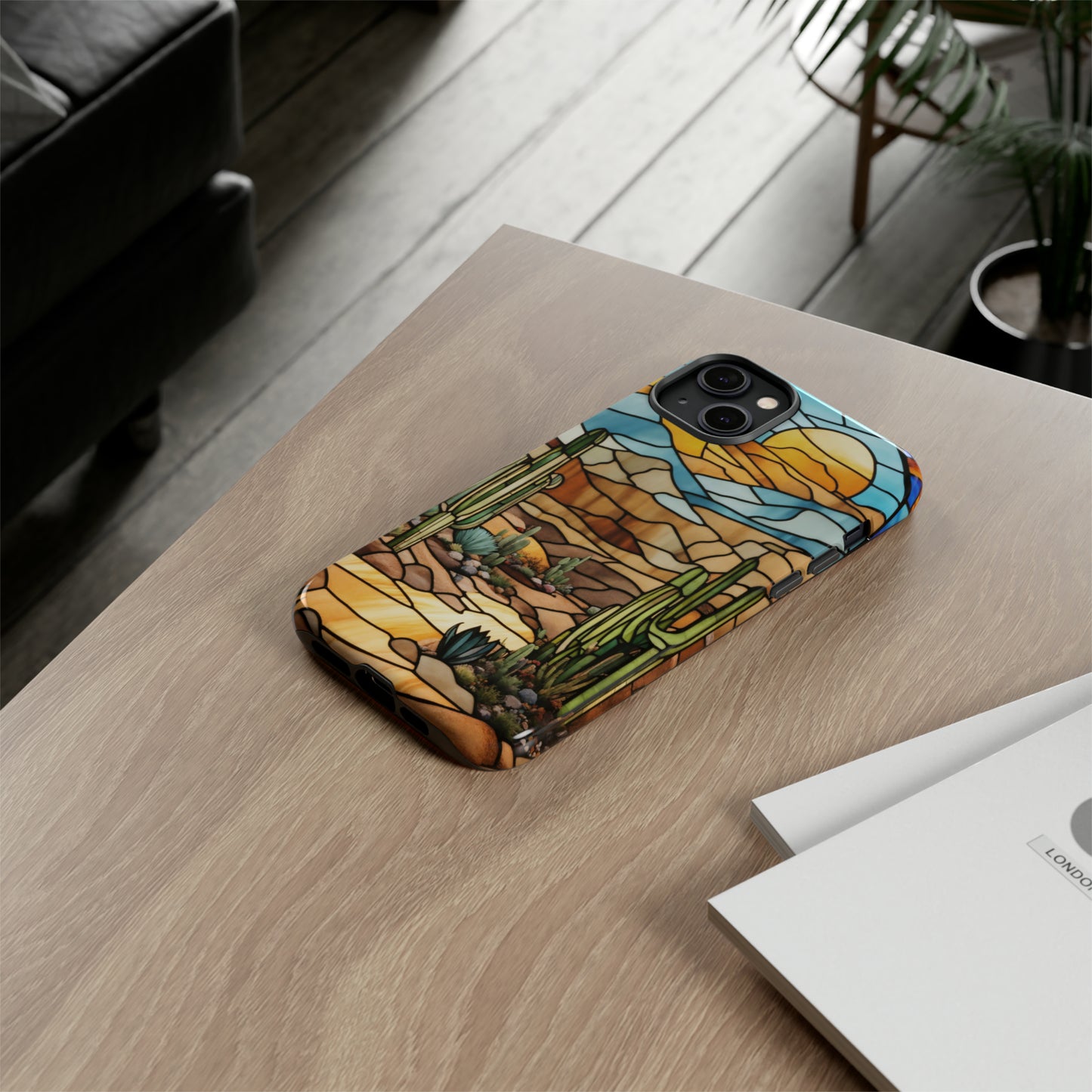 iPhone Cases - Cactus Stained Glass