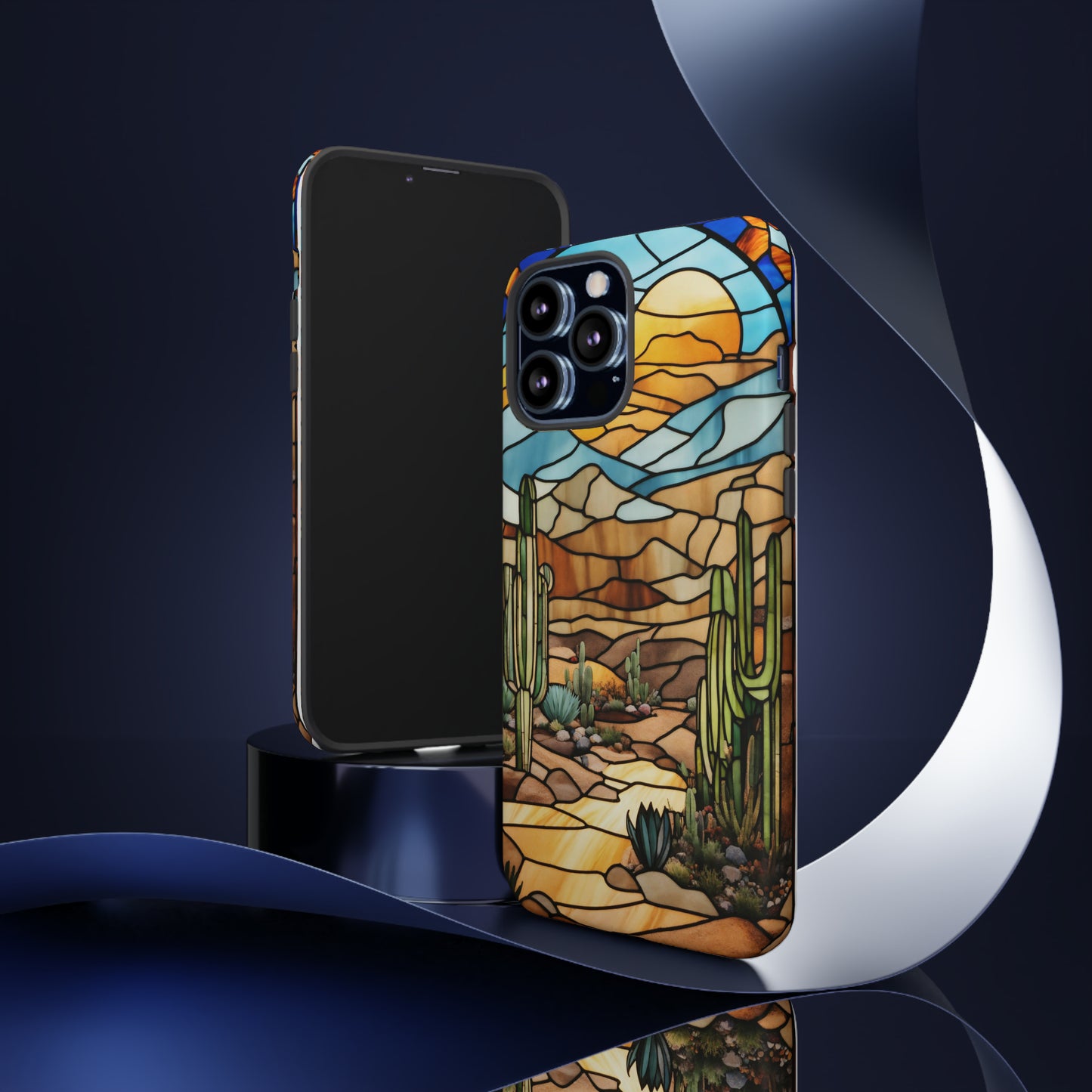 iPhone Cases - Cactus Stained Glass