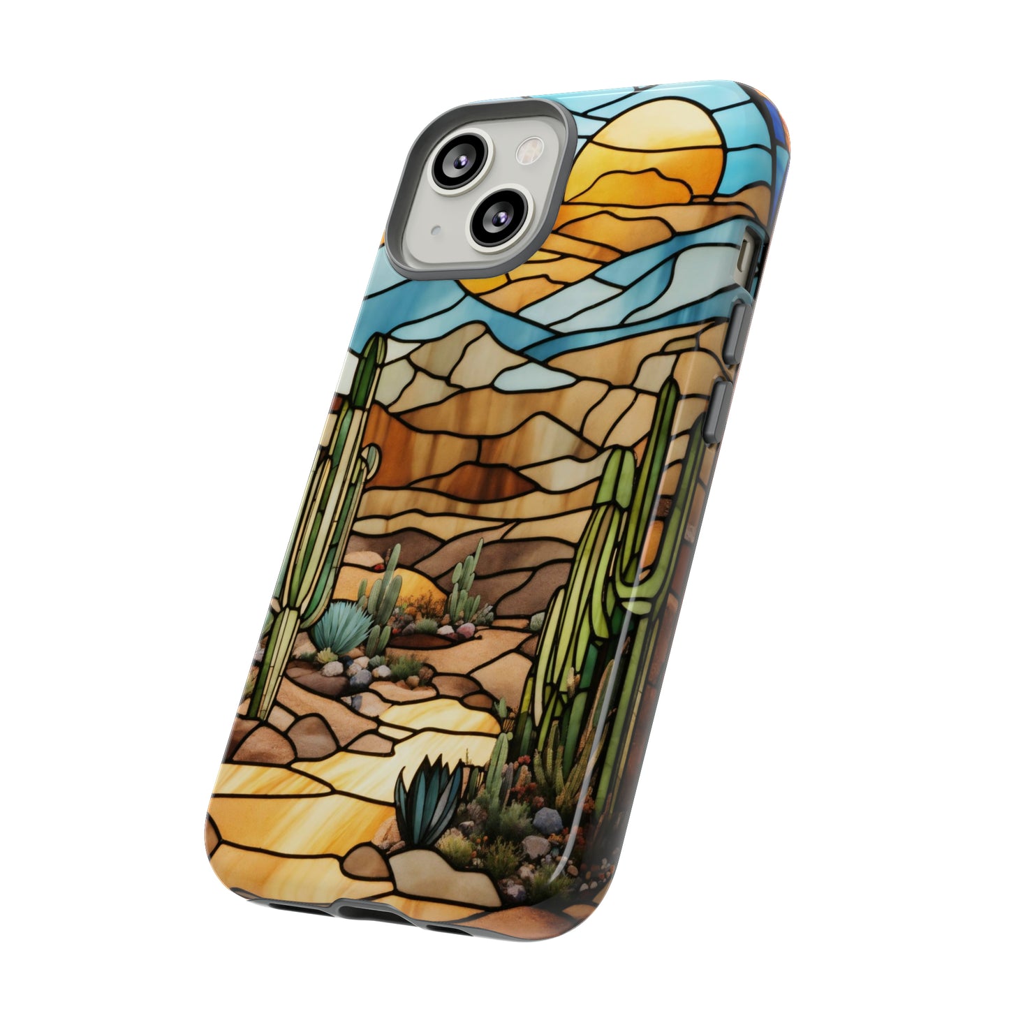 iPhone Cases - Cactus Stained Glass