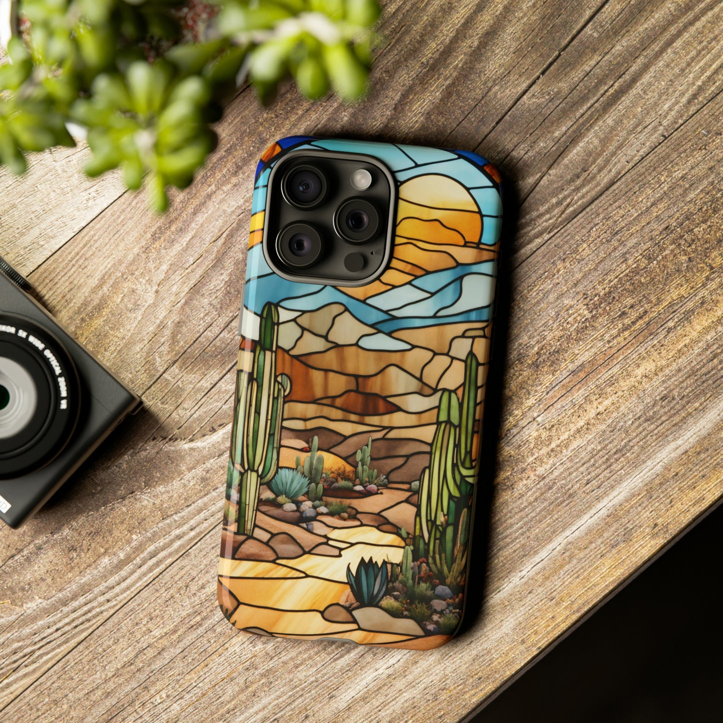 iPhone Cases - Cactus Stained Glass