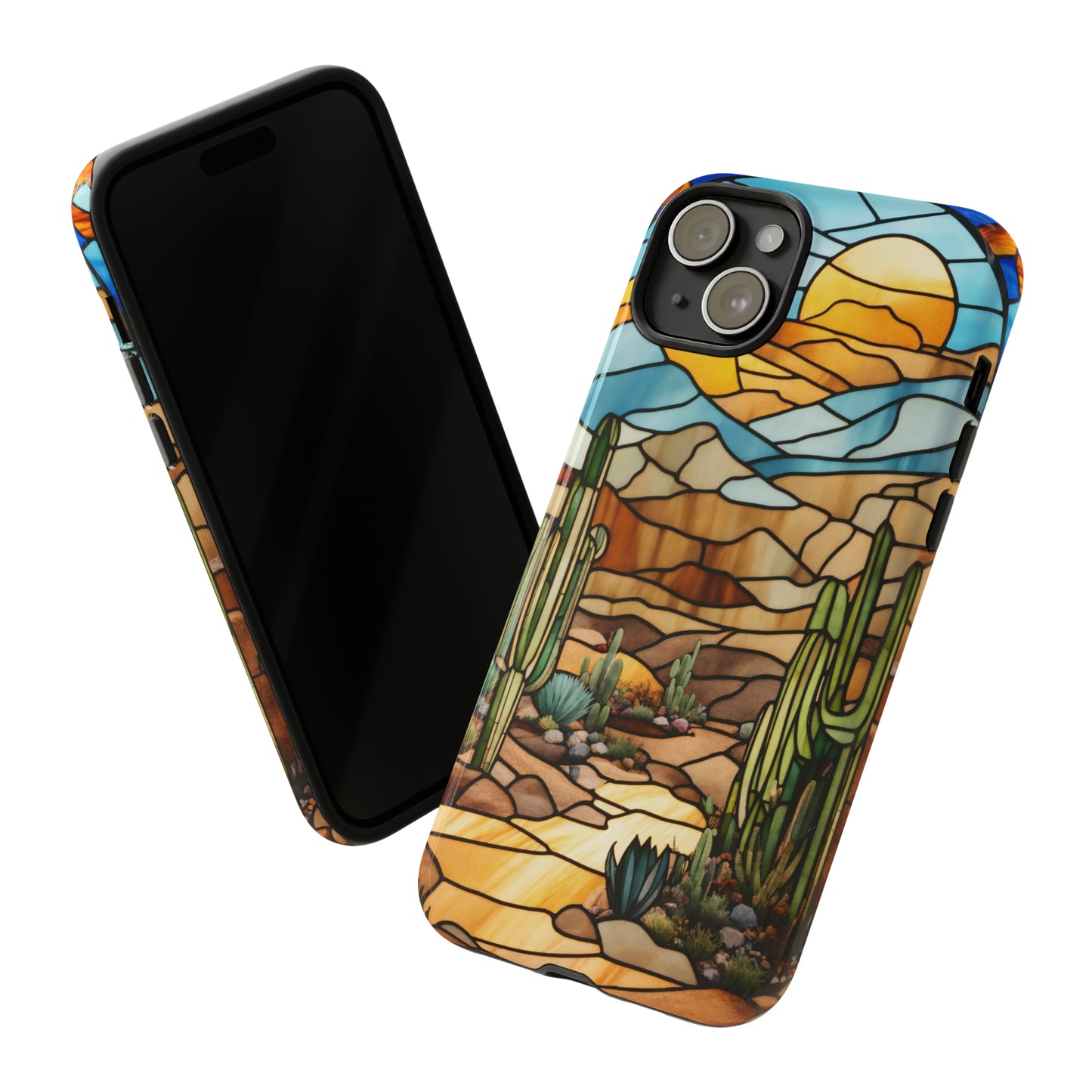 iPhone Cases - Cactus Stained Glass