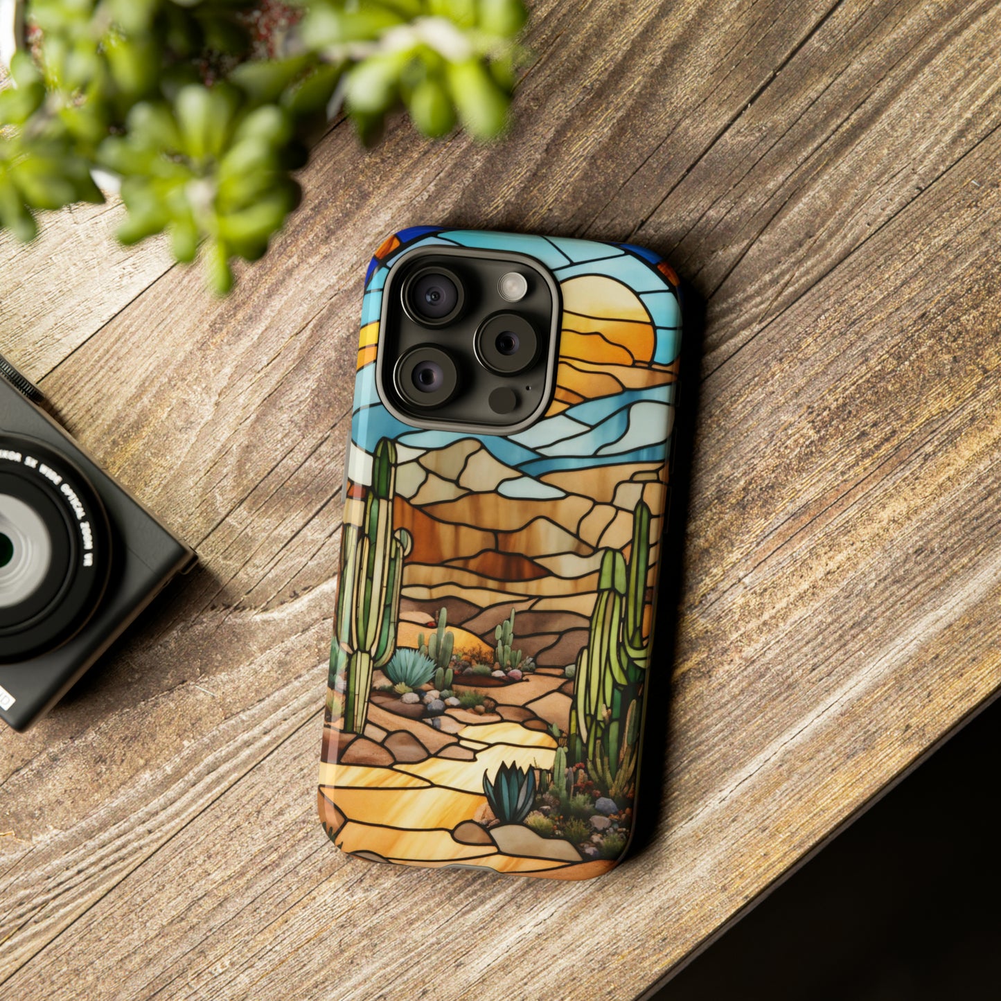 iPhone Cases - Cactus Stained Glass