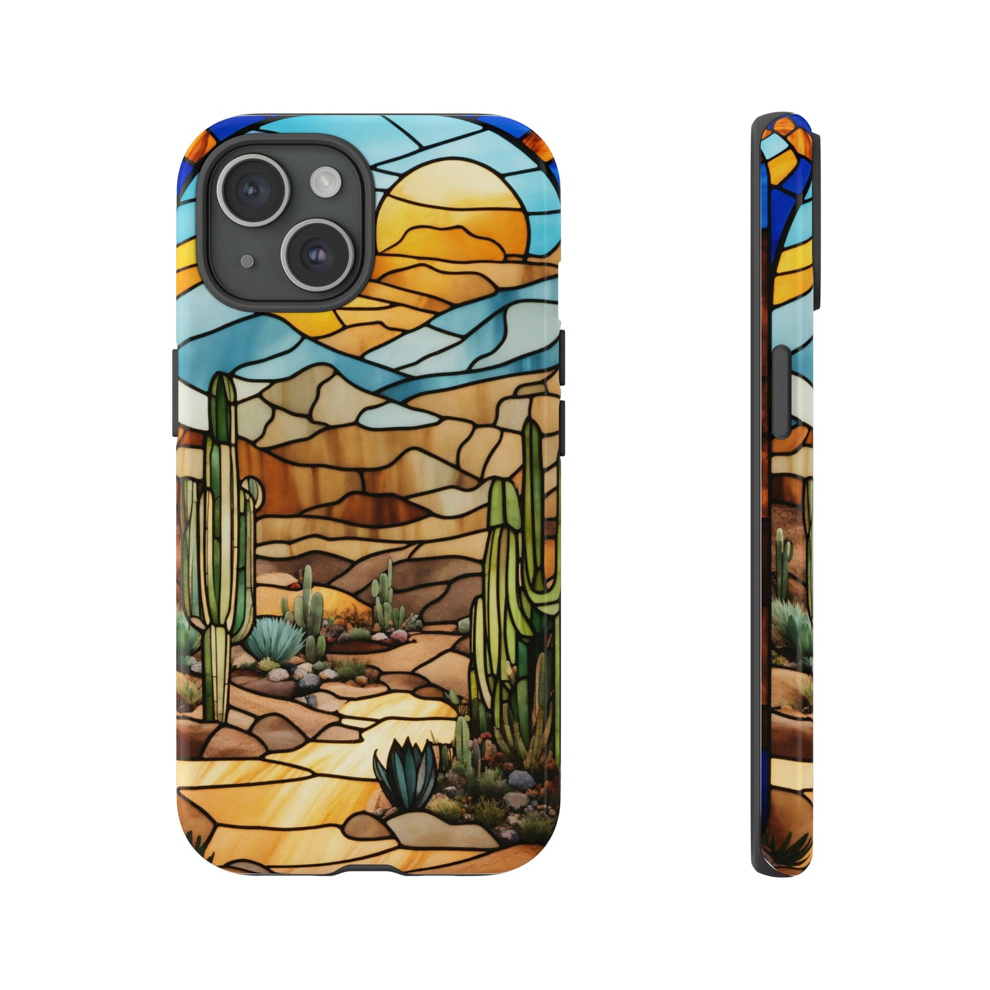 iPhone Cases - Cactus Stained Glass