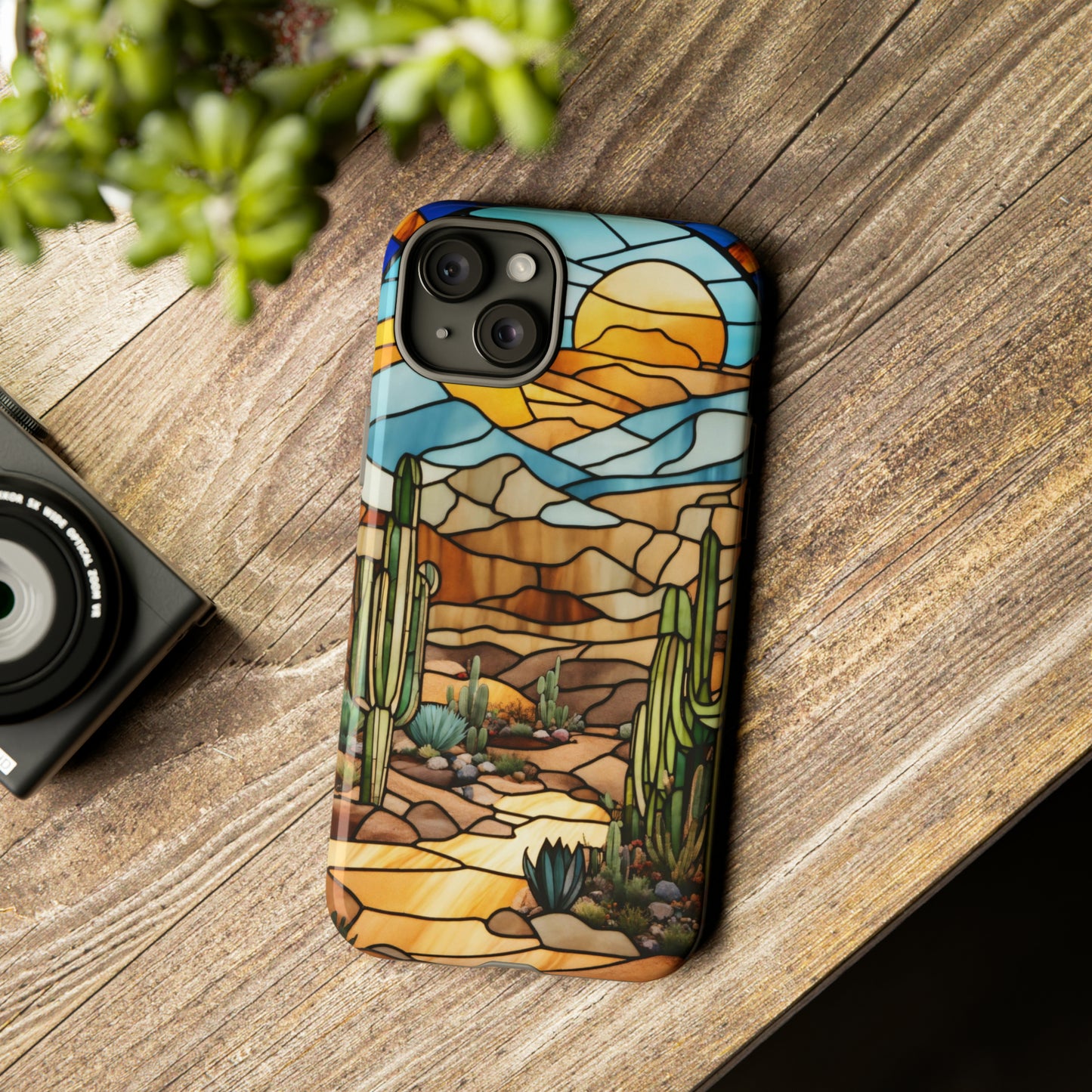 iPhone Cases - Cactus Stained Glass