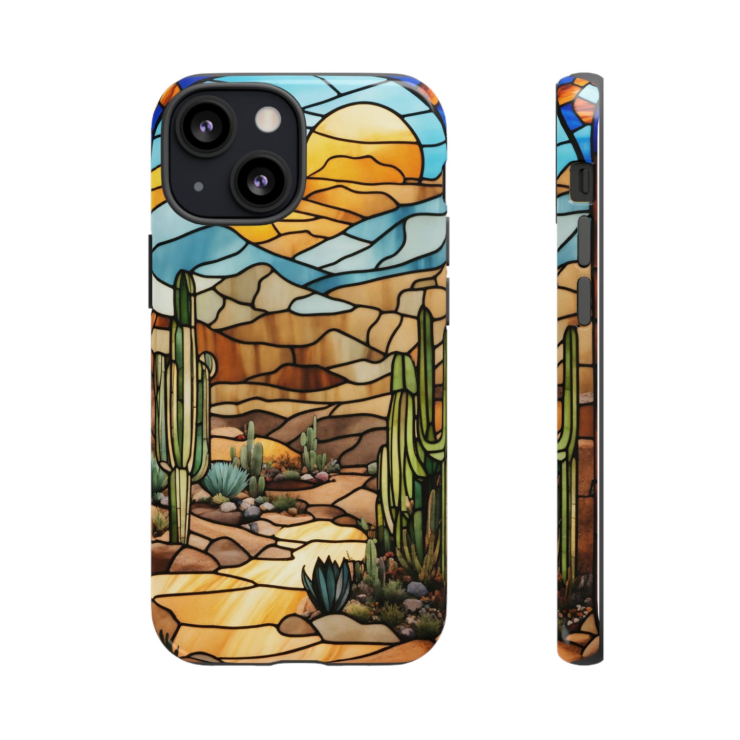 iPhone Cases - Cactus Stained Glass