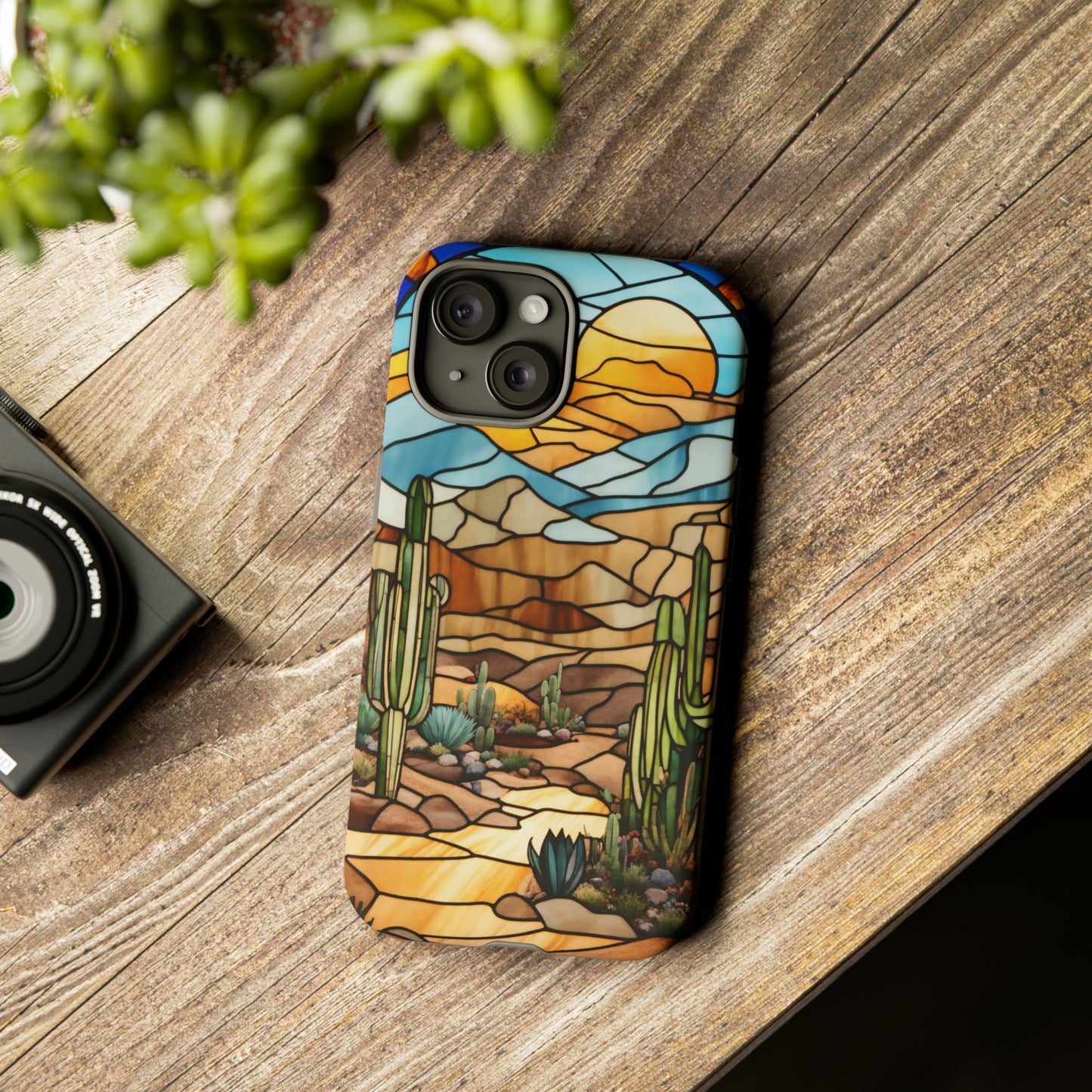 iPhone Cases - Cactus Stained Glass