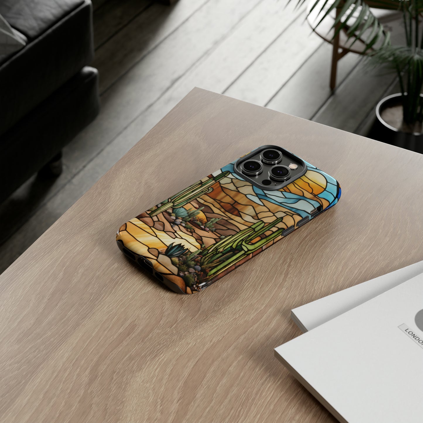 iPhone Cases - Cactus Stained Glass