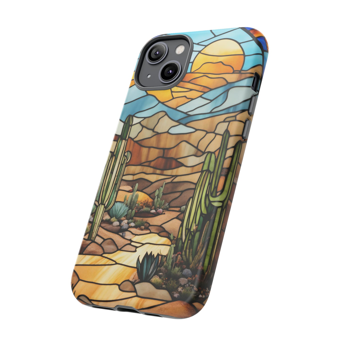 iPhone Cases - Cactus Stained Glass