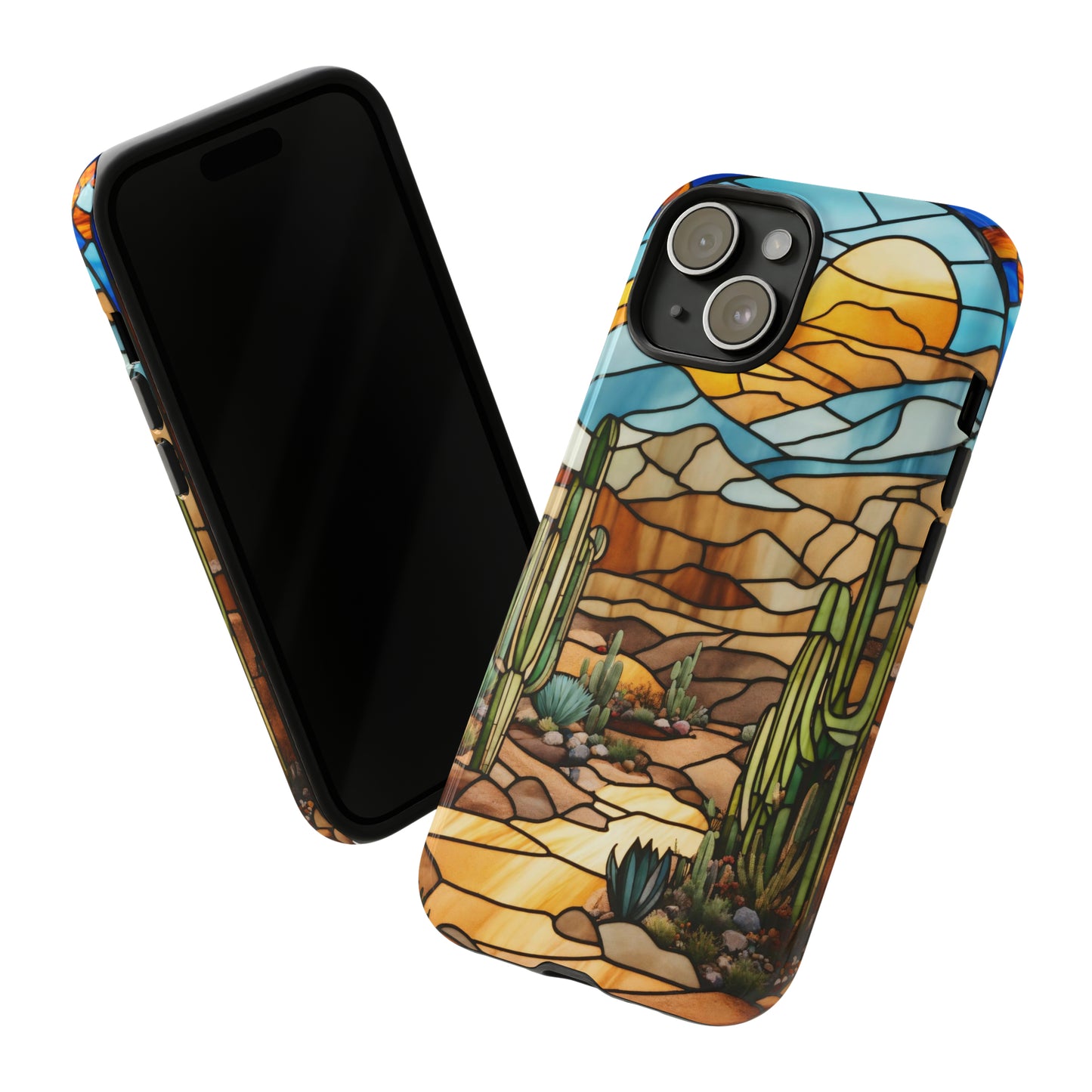 iPhone Cases - Cactus Stained Glass