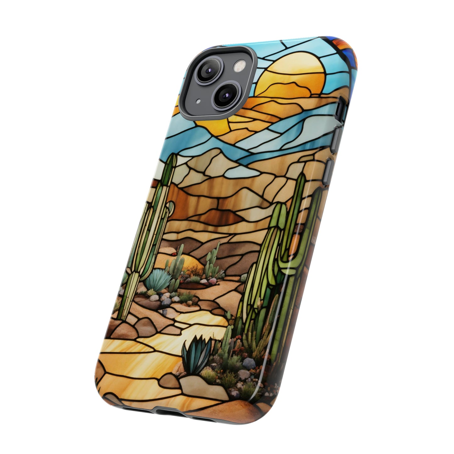 iPhone Cases - Cactus Stained Glass