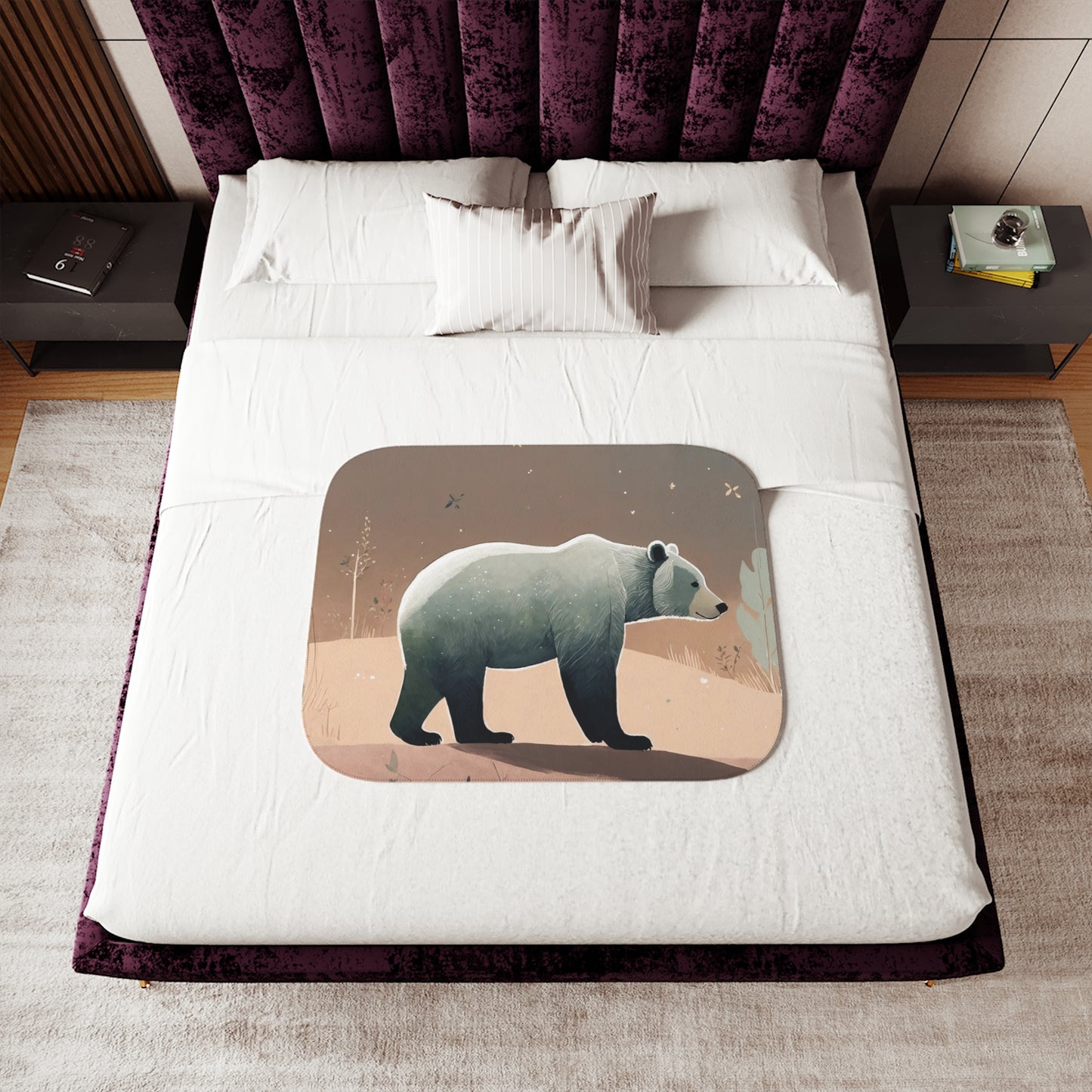 Snowy Bear Sherpa Blanket, Two Colors