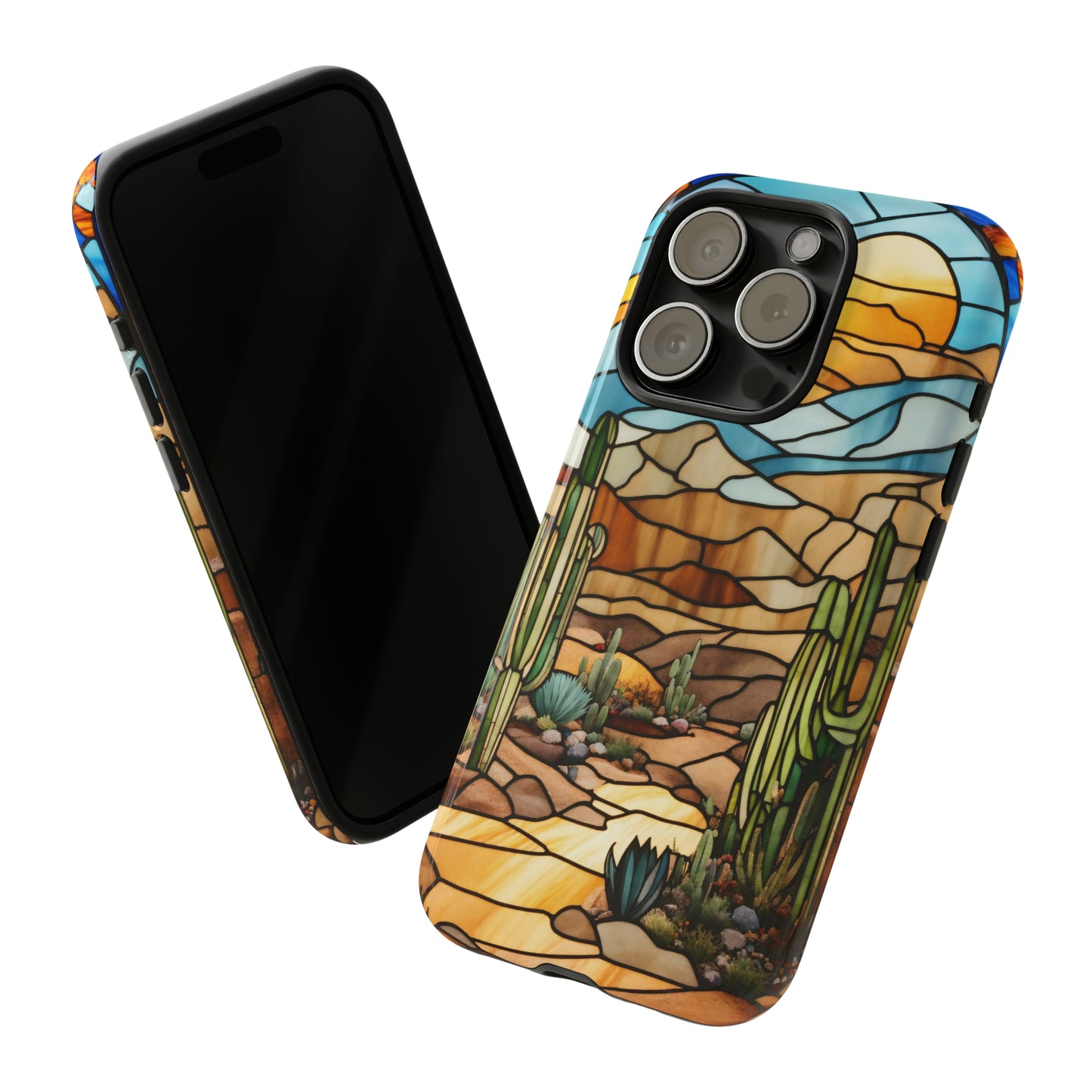 iPhone Cases - Cactus Stained Glass