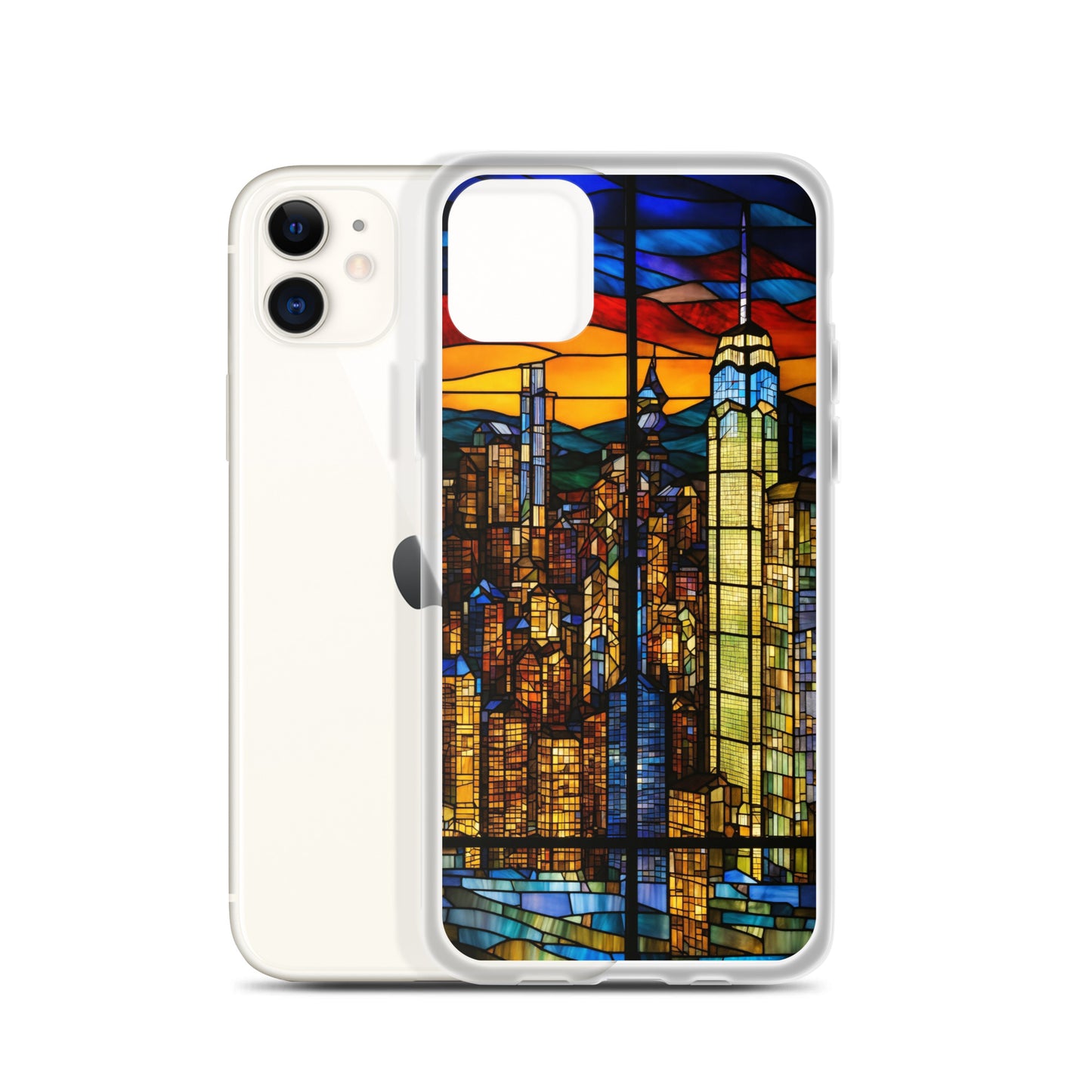 iPhone Clear Case - City Skyline in Stained Glass