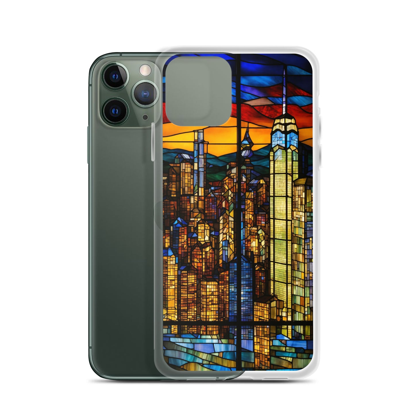 iPhone Clear Case - City Skyline in Stained Glass