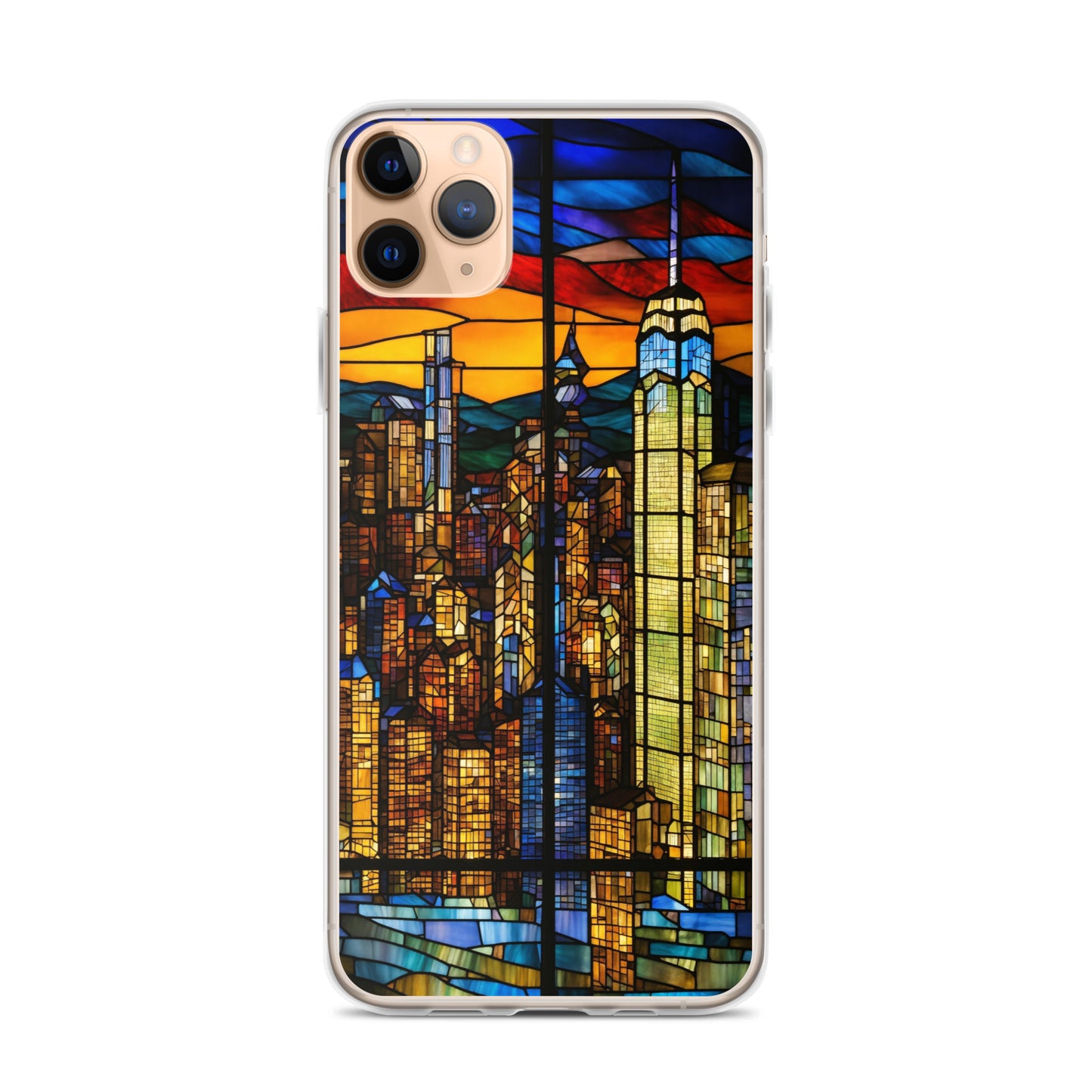 iPhone Clear Case - City Skyline in Stained Glass