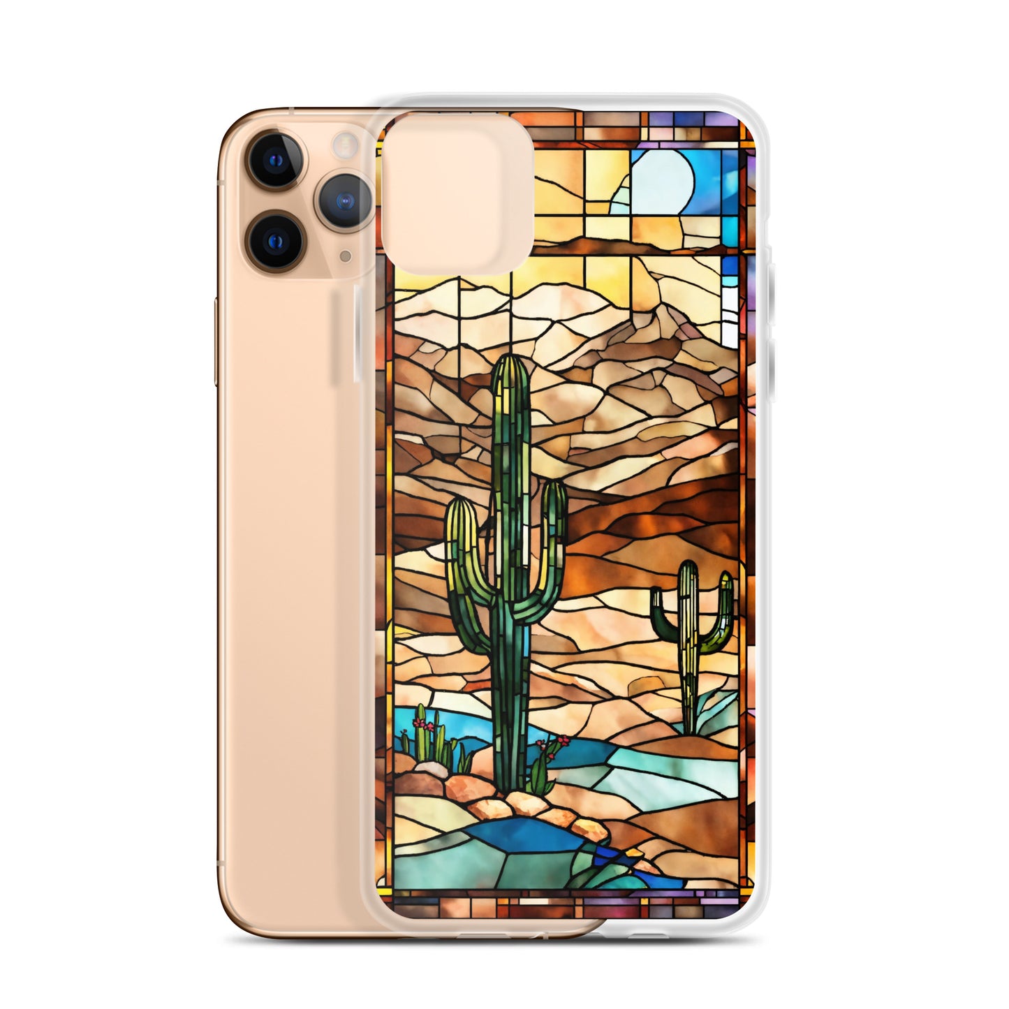 iPhone Clear Case - Desert Landscape in Stained Glass