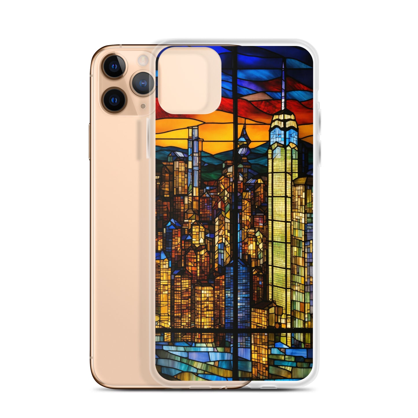 iPhone Clear Case - City Skyline in Stained Glass