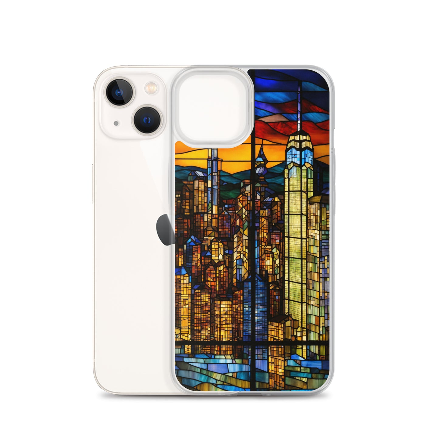 iPhone Clear Case - City Skyline in Stained Glass