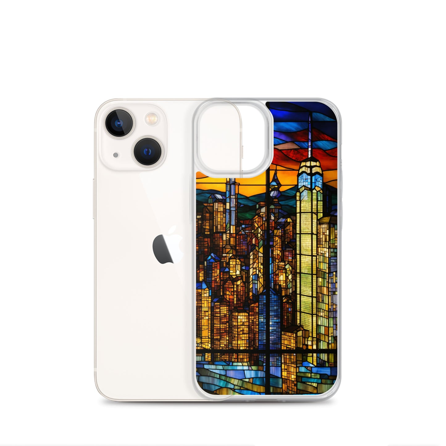 iPhone Clear Case - City Skyline in Stained Glass