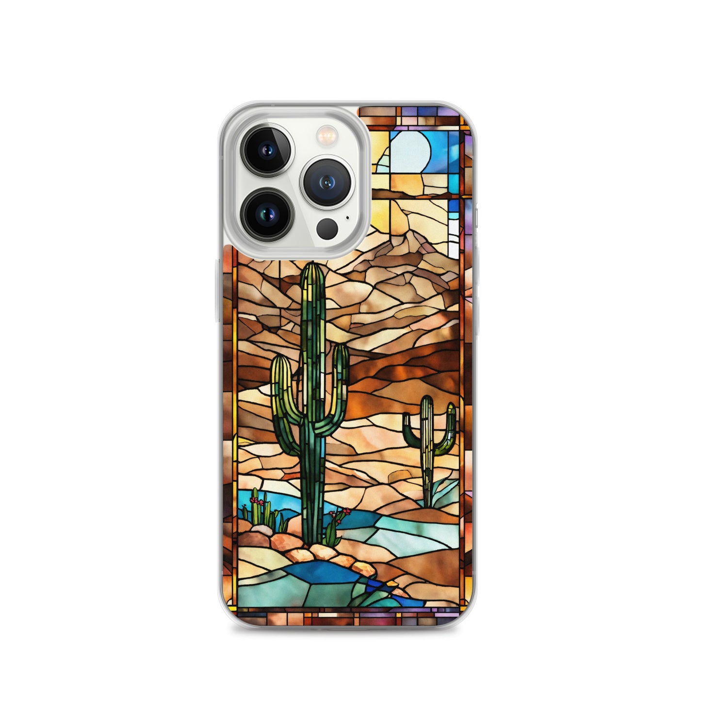 iPhone Clear Case - Desert Landscape in Stained Glass