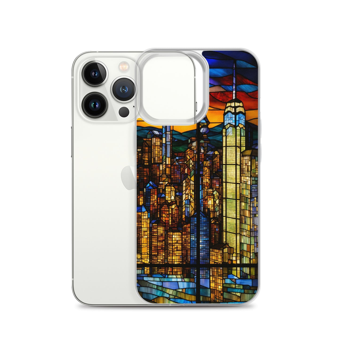 iPhone Clear Case - City Skyline in Stained Glass