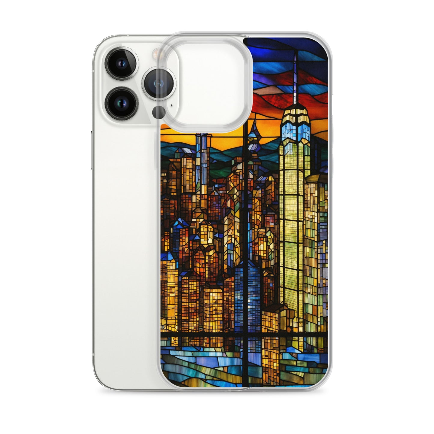 iPhone Clear Case - City Skyline in Stained Glass