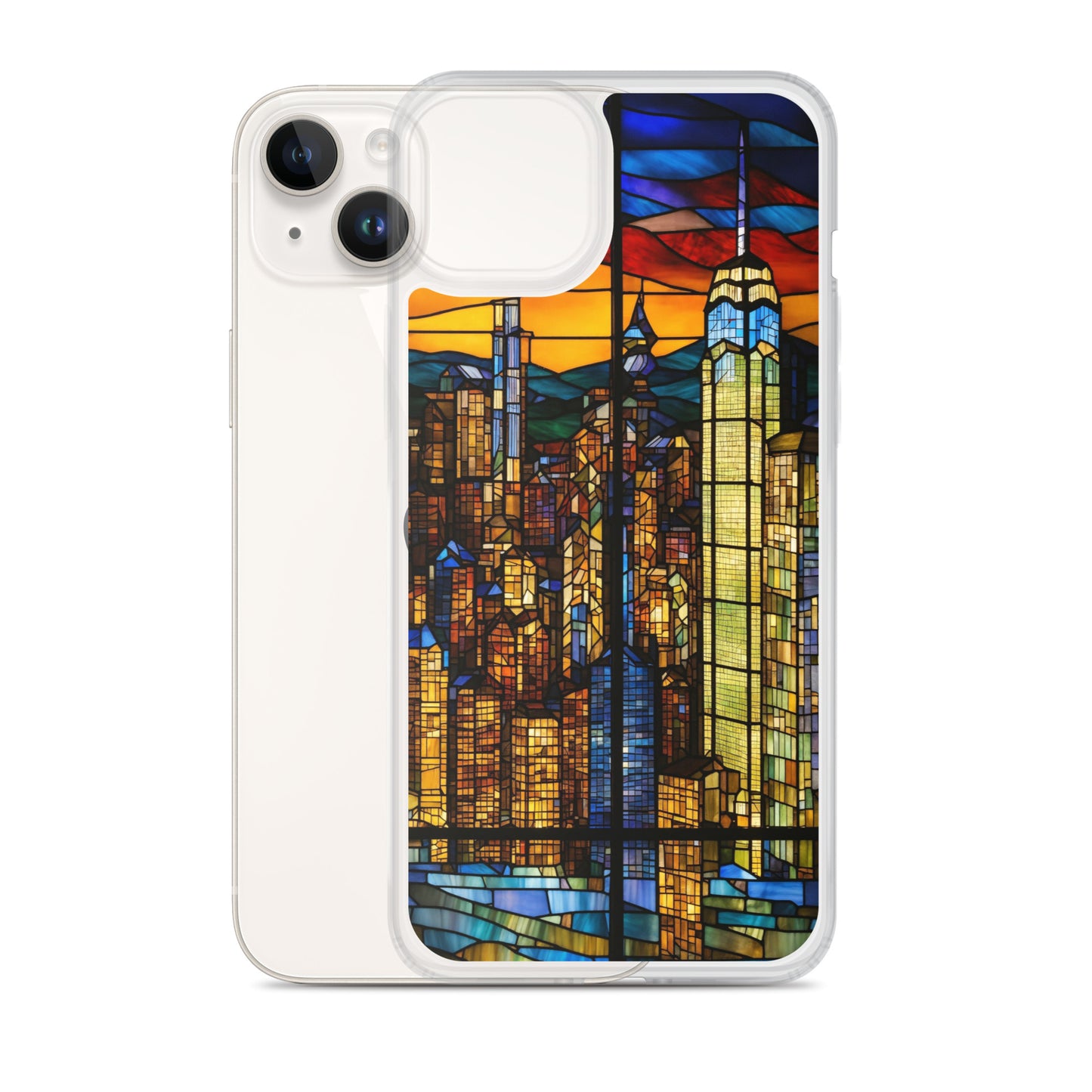 iPhone Clear Case - City Skyline in Stained Glass