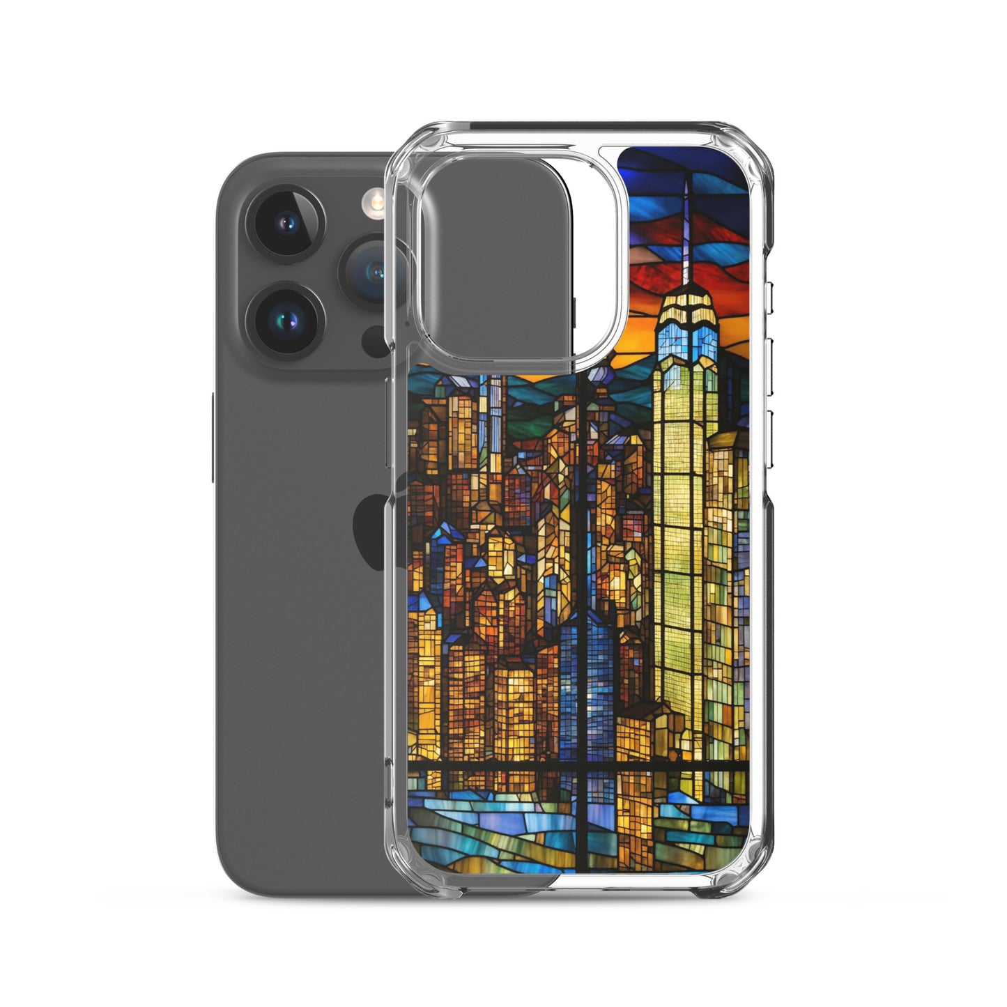 iPhone Clear Case - City Skyline in Stained Glass