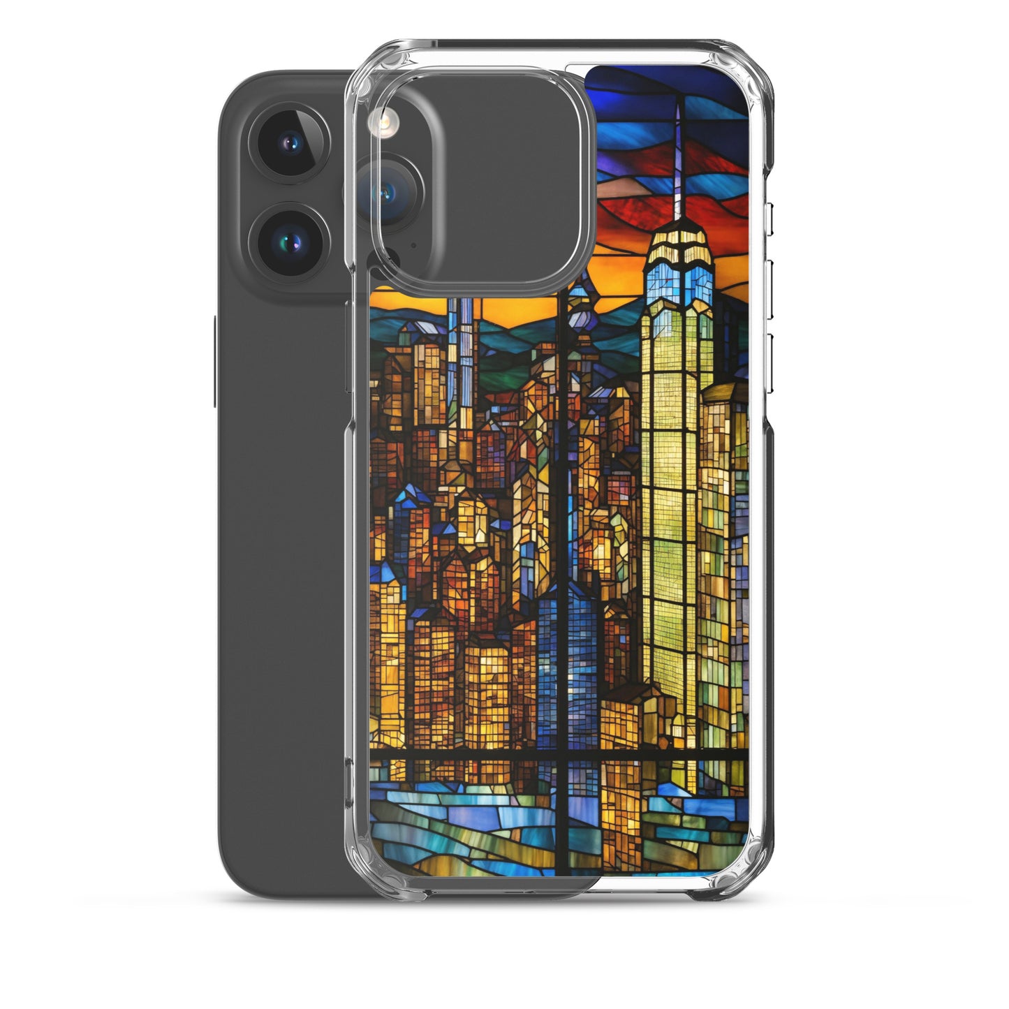 iPhone Clear Case - City Skyline in Stained Glass