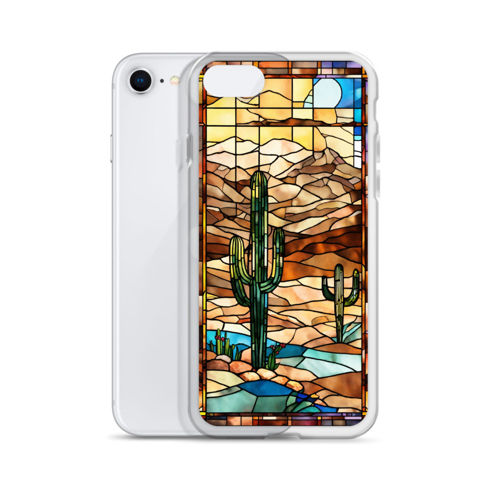 iPhone Clear Case - Desert Landscape in Stained Glass