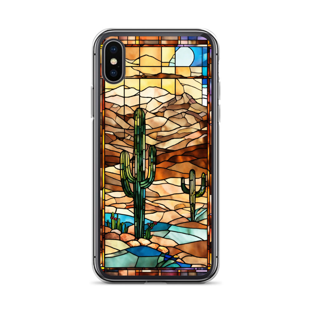 iPhone Clear Case - Desert Landscape in Stained Glass