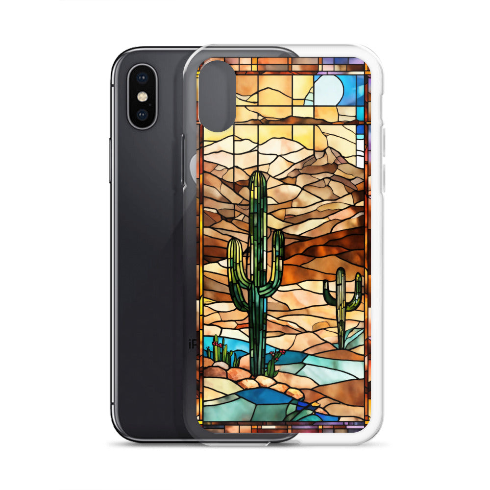 iPhone Clear Case - Desert Landscape in Stained Glass