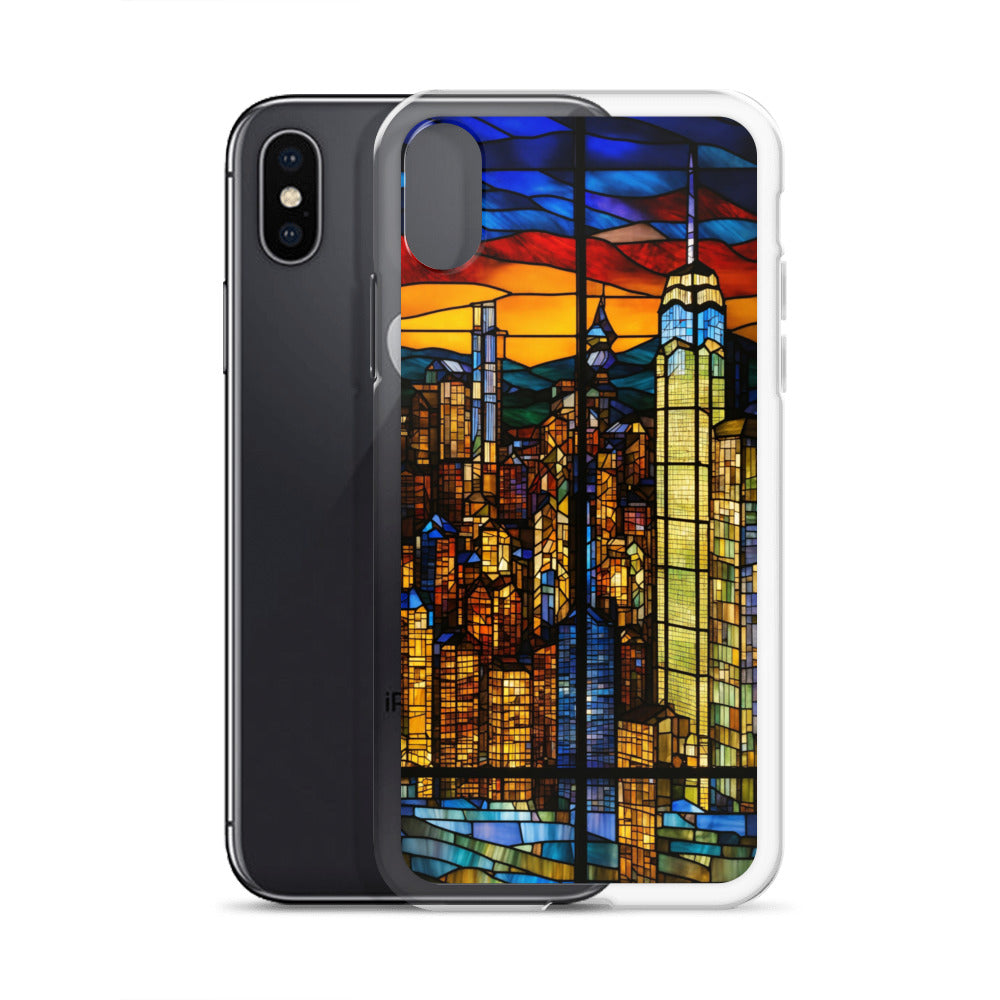 iPhone Clear Case - City Skyline in Stained Glass