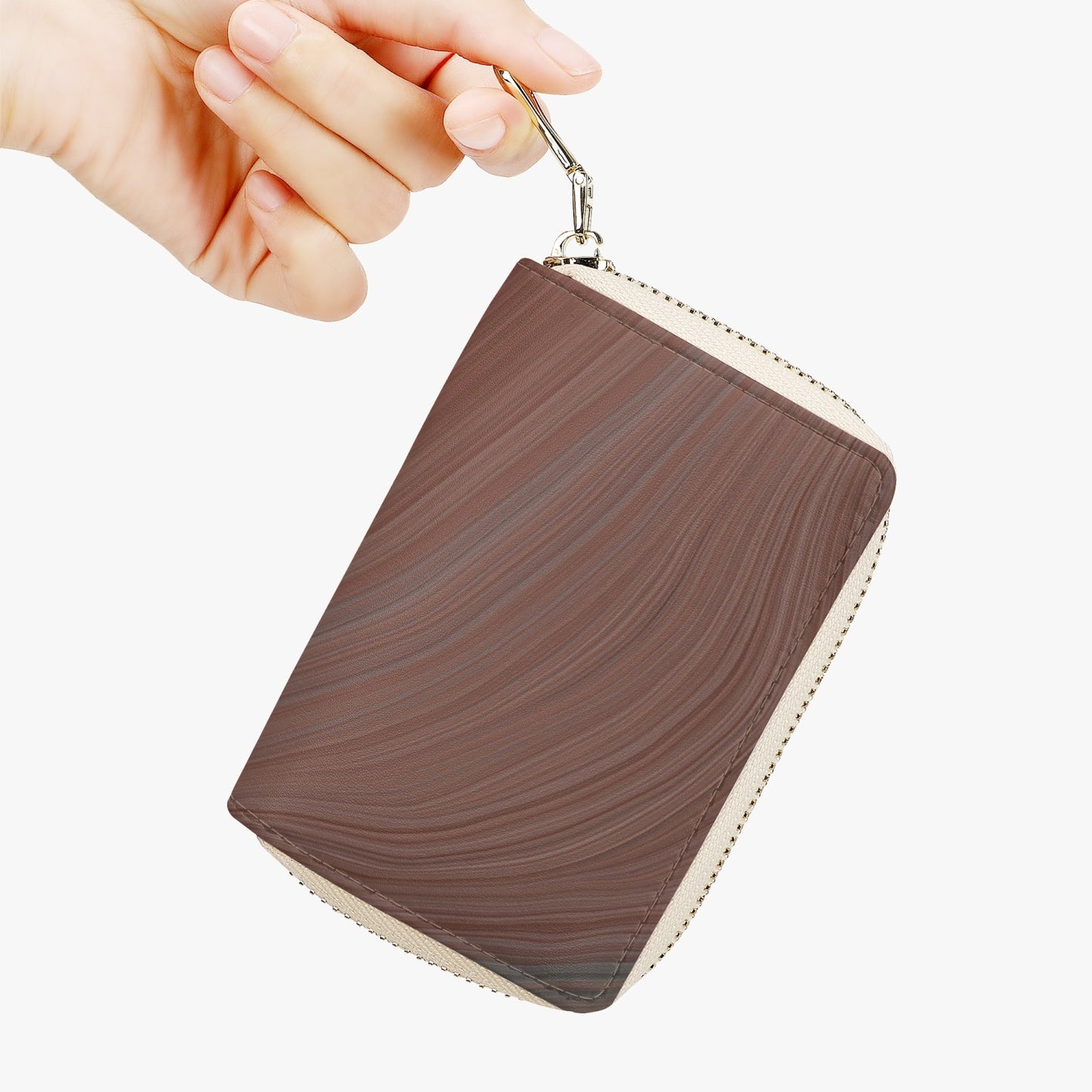 Pink Sandstone Short Type Zipper Card Holder