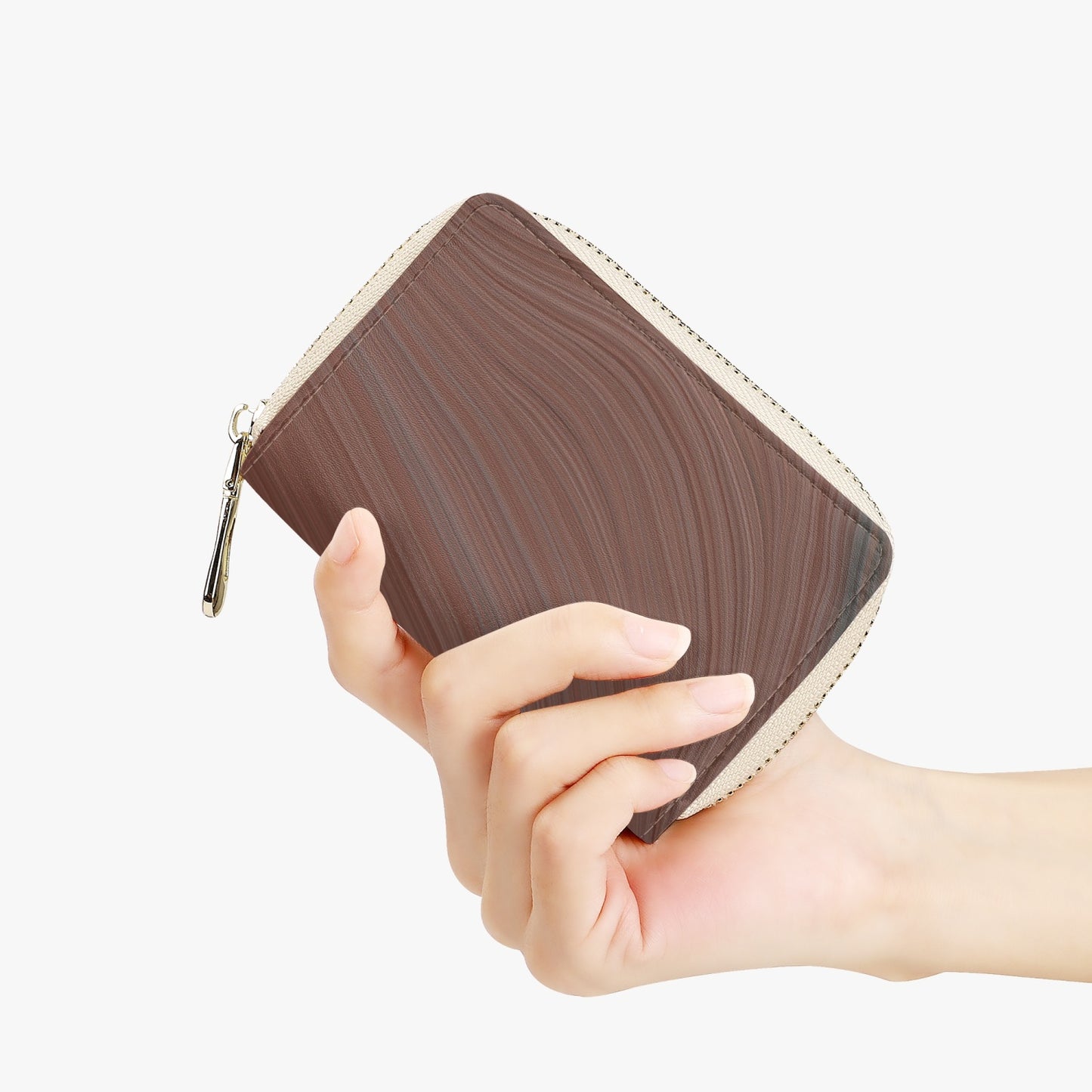 Pink Sandstone Short Type Zipper Card Holder