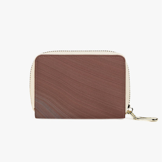 Pink Sandstone Short Type Zipper Card Holder