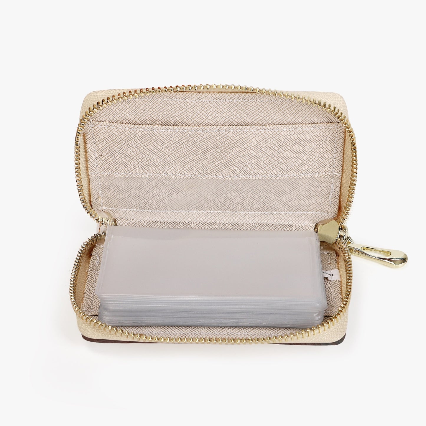 Pink Sandstone Short Type Zipper Card Holder